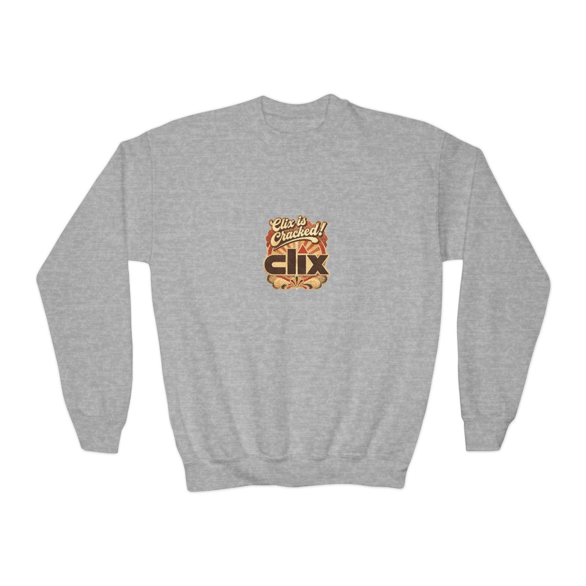Clix "Clix is Cracked!" Kids Crewneck - alternate angle 2, merchandise